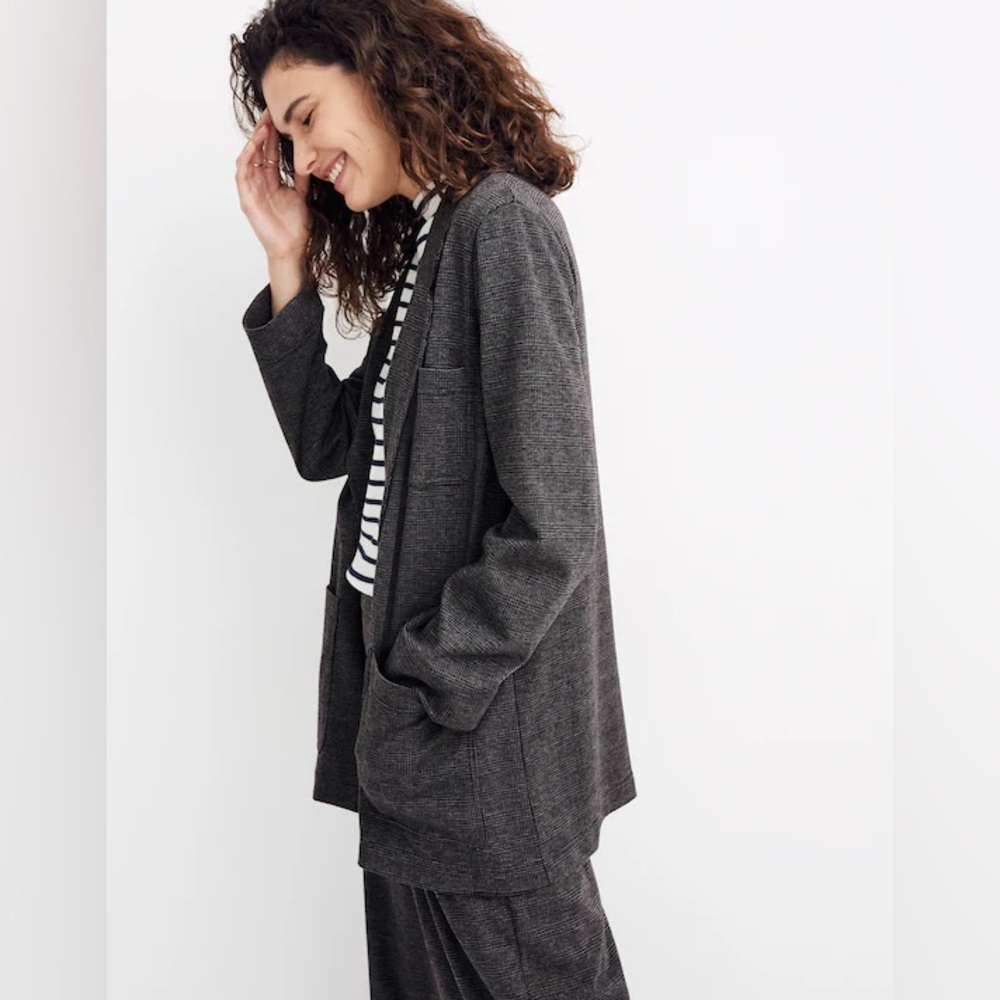 Madewell Charcoal Oversized Knit Blazer in Glen Plaid Blazer🌻